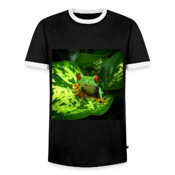 Red Eyed Tree Frog Owner Exotic Pet Wildlife - T-shirt contrasté Homme - noir/blanc - Devant - AI Model Female 172 light (172cm) & AI Model Male 178 light (178cm)