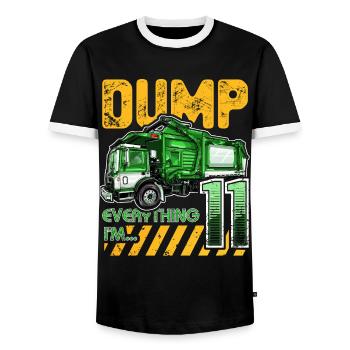 Garbage Truck 11th Birthday 11 Years Old Birthday - Men's Ringer Shirt - black/white - Front - AI Model Female 172 light (172cm) & AI Model Male 178 light (178cm)