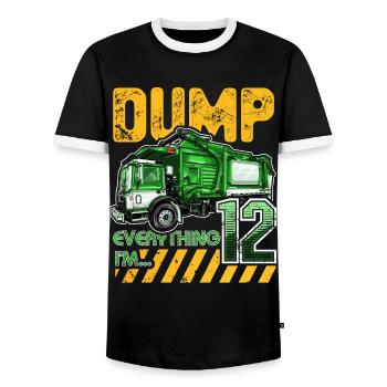 Garbage Truck 12th Birthday 12 Years Old Birthday - Men's Ringer Shirt - black/white - Front - AI Model Female 172 light (172cm) & AI Model Male 178 light (178cm)