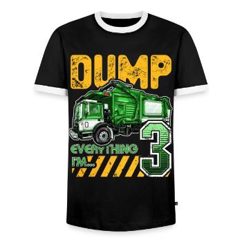 Garbage Truck 3rd Birthday 3 Years Old Birthday - Men's Ringer Shirt - black/white - Front - AI Model Female 172 light (172cm) & AI Model Male 178 light (178cm)