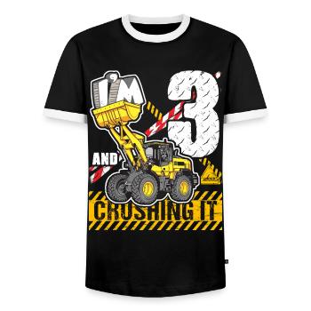 I’m 3 & Crushing It 3rd Birthday Boys Excavator - T-shirt contrasté Homme - noir/blanc - Devant - AI Model Female 172 light (172cm) & AI Model Male 178 light (178cm)