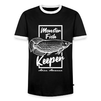 Monster Fish Keeper Arowana Tropical Fish - Männer Kontrast-T-Shirt - Schwarz/Weiß - Vorne - AI Model Female 172 light (172cm) & AI Model Male 178 light (178cm)
