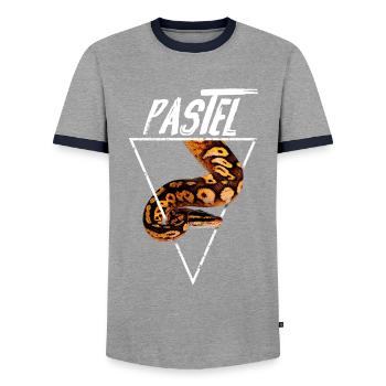 Pastel Ball Python Besitzer - Männer Kontrast-T-Shirt - Grau/Navy  - Vorne - AI Model Female 172 light (172cm) & AI Model Male 178 light (178cm)