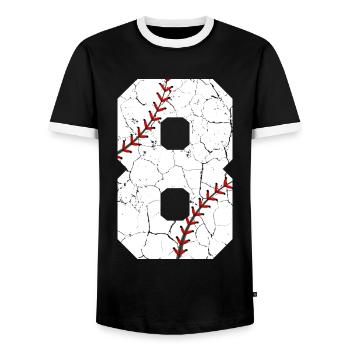Kinder 8. Geburtstag Baseballspieler 8 Jahre alt - Männer Kontrast-T-Shirt - Schwarz/Weiß - Vorne - AI Model Female 172 light (172cm) & AI Model Male 178 light (178cm)
