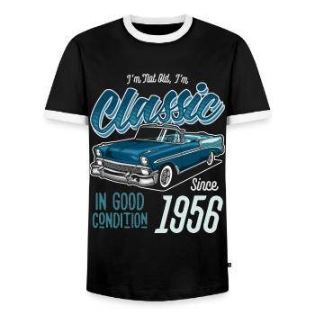 I'm Not Old I'm Classic Car Vintage Born In 1956 - Men's Ringer Shirt - black/white - Front - AI Model Female 172 light (172cm) & AI Model Male 178 light (178cm)