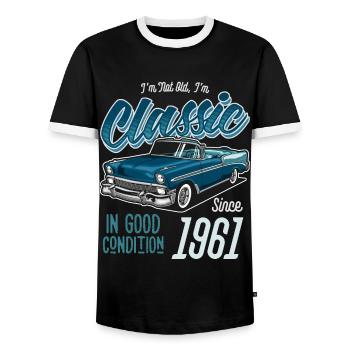 I'm Not Old I'm Classic Car Vintage Born In 1961 - Men's Ringer Shirt - black/white - Front - AI Model Female 172 light (172cm) & AI Model Male 178 light (178cm)