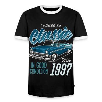 I'm Not Old I'm Classic Car Vintage Born In 1997 - Men's Ringer Shirt - black/white - Front - AI Model Female 172 light (172cm) & AI Model Male 178 light (178cm)