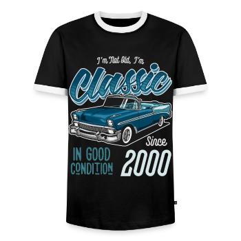 I'm Not Old I'm Classic Car Vintage Born In 2000 - Men's Ringer Shirt - black/white - Front - AI Model Female 172 light (172cm) & AI Model Male 178 light (178cm)