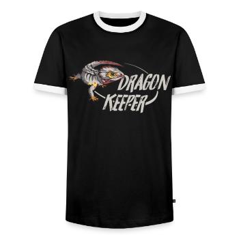 Crocodile aux yeux rouges Scinque Dragon Gardien - T-shirt contrasté Homme - noir/blanc - Devant - AI Model Female 172 light (172cm) & AI Model Male 178 light (178cm)