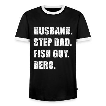 Rétro Poissonnier Aquariophile Fête des Pères - T-shirt contrasté Homme - noir/blanc - Devant - AI Model Female 172 light (172cm) & AI Model Male 178 light (178cm)