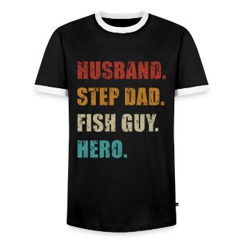 Rétro Poissonnier Aquariophile Fête des Pères - T-shirt contrasté Homme - noir/blanc - Devant - AI Model Female 172 light (172cm) & AI Model Male 178 light (178cm)