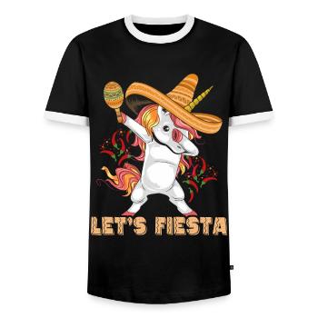 Cinco De Mayo Party Süßes Dabbing mexikanisches Einhorn - Männer Kontrast-T-Shirt - Schwarz/Weiß - Vorne - AI Model Female 172 light (172cm) & AI Model Male 178 light (178cm)