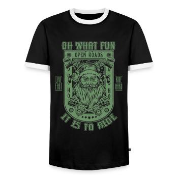Lustige Weihnachten Motorrad Santa Biker Motorrad - Männer Kontrast-T-Shirt - Schwarz/Weiß - Vorne - AI Model Female 172 light (172cm) & AI Model Male 178 light (178cm)