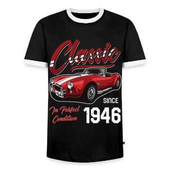 I'm Not Old I'm Classic Car Vintage Born In 1946 - Men's Ringer Shirt - black/white - Front - AI Model Female 172 light (172cm) & AI Model Male 178 light (178cm)