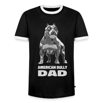 Pitbull Fête des pères Papa chien - T-shirt contrasté Homme - noir/blanc - Devant - AI Model Female 172 light (172cm) & AI Model Male 178 light (178cm)