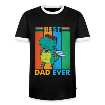 Best Dad promoted Daddy Vater im Jahr 2023 - Männer Kontrast-T-Shirt - Schwarz/Weiß - Vorne - AI Model Female 172 light (172cm) & AI Model Male 178 light (178cm)