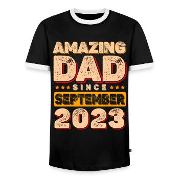 Grand papa depuis septembre 2023 - T-shirt contrasté Homme - noir/blanc - Devant - AI Model Female 172 light (172cm) & AI Model Male 178 light (178cm)