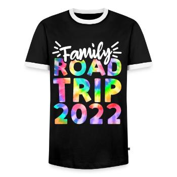Road trip en famille 2022 Voyage en voiture - T-shirt contrasté Homme - noir/blanc - Devant - AI Model Female 172 light (172cm) & AI Model Male 178 light (178cm)