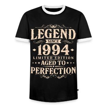 Légende depuis 1994 Vintage Born Anniversaire - T-shirt contrasté Homme - noir/blanc - Devant - AI Model Female 172 light (172cm) & AI Model Male 178 light (178cm)