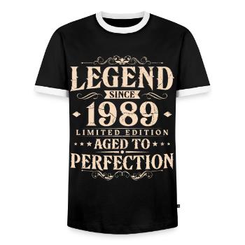 Legend Since 1989 Vintage Born Birthday - Men's Ringer Shirt - black/white - Front - AI Model Female 172 light (172cm) & AI Model Male 178 light (178cm)