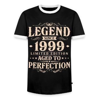 Légende depuis 1999 Vintage Born Anniversaire - T-shirt contrasté Homme - noir/blanc - Devant - AI Model Female 172 light (172cm) & AI Model Male 178 light (178cm)