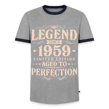Légende depuis 1959 Vintage Born Anniversaire - T-shirt contrasté Homme - gris/marine  - Devant - AI Model Female 172 light (172cm) & AI Model Male 178 light (178cm)
