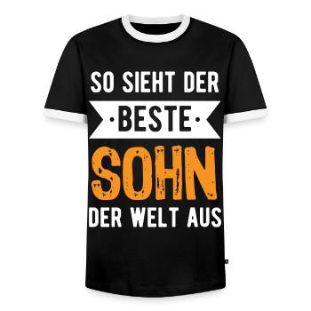 So sieht der beste Sohn der Welt aus - Männer Kontrast-T-Shirt - Schwarz/Weiß - Vorne - AI Model Female 172 light (172cm) & AI Model Male 178 light (178cm)