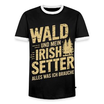 Wald und mein Irish Setter - Männer Kontrast-T-Shirt - Schwarz/Weiß - Vorne - AI Model Female 172 light (172cm) & AI Model Male 178 light (178cm)