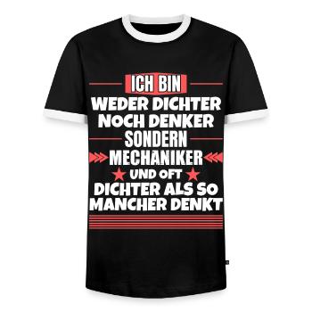 Weder Dichter noch Denker, sondern Mechaniker - Männer Kontrast-T-Shirt - Schwarz/Weiß - Vorne - AI Model Female 172 light (172cm) & AI Model Male 178 light (178cm)