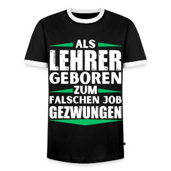 Lehrer im falschen Job gelandet - Männer Kontrast-T-Shirt - Schwarz/Weiß - Vorne - AI Model Female 172 light (172cm) & AI Model Male 178 light (178cm)