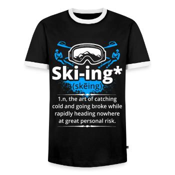 Skiing Definition - Men's Ringer Shirt - black/white - Front - AI Model Female 172 light (172cm) & AI Model Male 178 light (178cm)