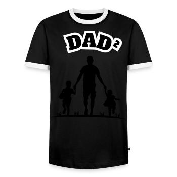 Dad² 2 Children Black - Männer Kontrast-T-Shirt - Schwarz/Weiß - Vorne - AI Model Female 172 light (172cm) & AI Model Male 178 light (178cm)