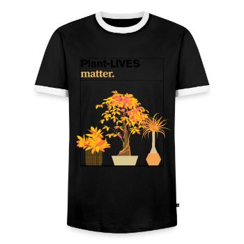 Plant LIVES matter - Men's Ringer Shirt - black/white - Front - AI Model Female 172 light (172cm) & AI Model Male 178 light (178cm)