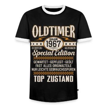 Oldtimer Baujahr Jahrgang 1967 Geburtstag Geschenk - Männer Kontrast-T-Shirt - Schwarz/Weiß - Vorne - AI Model Female 172 light (172cm) & AI Model Male 178 light (178cm)