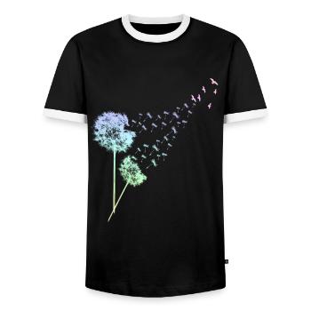 Pusteblume Design Bunt Dandelion Muster Blumen - Männer Kontrast-T-Shirt - Schwarz/Weiß - Vorne - AI Model Female 172 light (172cm) & AI Model Male 178 light (178cm)