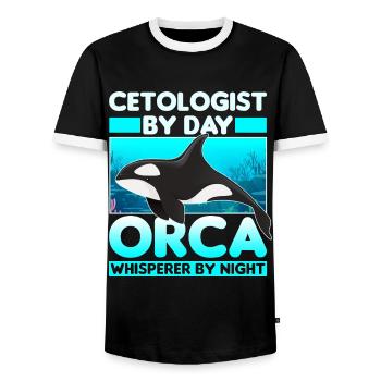 Marine biologist - Men's Ringer Shirt - black/white - Front - AI Model Female 172 light (172cm) & AI Model Male 178 light (178cm)