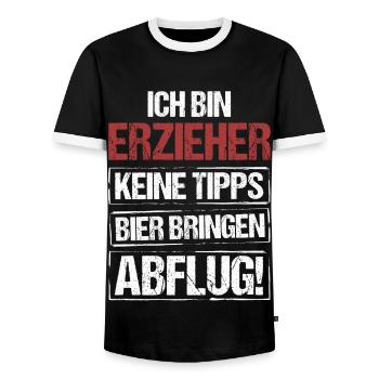 Ich bin Erzieher - Bier bringen und Abflug - Männer Kontrast-T-Shirt - Schwarz/Weiß - Vorne - AI Model Female 172 light (172cm) & AI Model Male 178 light (178cm)