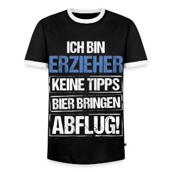 Ich bin Erzieher - Bier bringen und Abflug - Männer Kontrast-T-Shirt - Schwarz/Weiß - Vorne - AI Model Female 172 light (172cm) & AI Model Male 178 light (178cm)