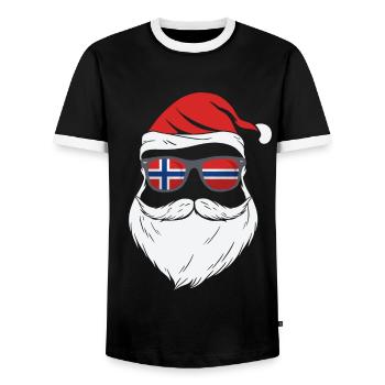 Norway Flag Cool Santa Xmas Sunglasses - Men's Ringer Shirt - black/white - Front - AI Model Female 172 light (172cm) & AI Model Male 178 light (178cm)