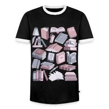 Livres - T-shirt contrasté Homme - noir/blanc - Devant - AI Model Female 172 light (172cm) & AI Model Male 178 light (178cm)