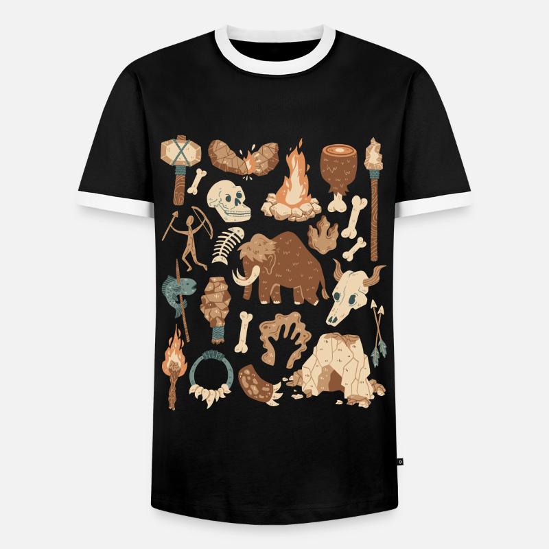 Steinzeit - Männer Kontrast-T-Shirt - Schwarz/Weiß