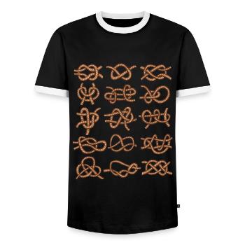Sailor's knot - Men's Ringer Shirt - black/white - Front - AI Model Female 172 light (172cm) & AI Model Male 178 light (178cm)
