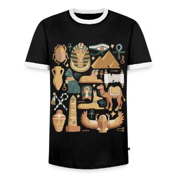 Egypte Doodles Pyramide Pharaon Sphinx Le Caire - T-shirt contrasté Homme - noir/blanc - Devant - AI Model Female 172 light (172cm) & AI Model Male 178 light (178cm)