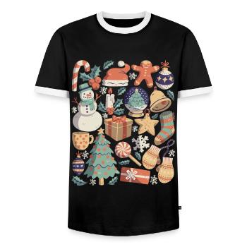 Weihnachten - Männer Kontrast-T-Shirt - Schwarz/Weiß - Vorne - AI Model Female 172 light (172cm) & AI Model Male 178 light (178cm)