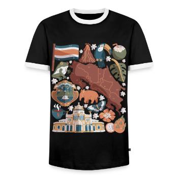 Costa Rica - T-shirt contrasté Homme - noir/blanc - Devant - AI Model Female 172 light (172cm) & AI Model Male 178 light (178cm)