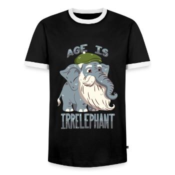 Elefanten-Wortspiel für Senioren und Rentner - Männer Kontrast-T-Shirt - Schwarz/Weiß - Vorne - AI Model Female 172 light (172cm) & AI Model Male 178 light (178cm)