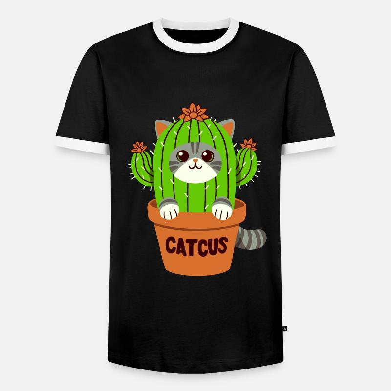 Cat Cactus Pun - Catcus - Men's Ringer Shirt - black/white