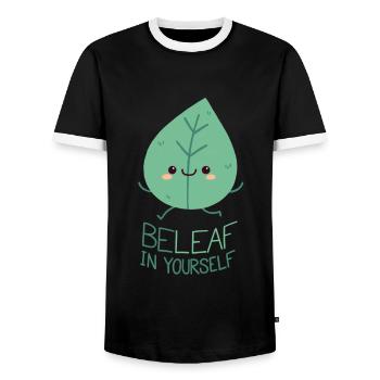 Believe in yourself! - Men's Ringer Shirt - black/white - Front - AI Model Female 172 light (172cm) & AI Model Male 178 light (178cm)