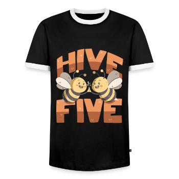 Ruche Cinq - T-shirt contrasté Homme - noir/blanc - Devant - AI Model Female 172 light (172cm) & AI Model Male 178 light (178cm)