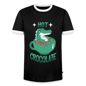 Crocodile in cocoa - Men's Ringer Shirt - black/white - Front - AI Model Female 172 light (172cm) & AI Model Male 178 light (178cm)